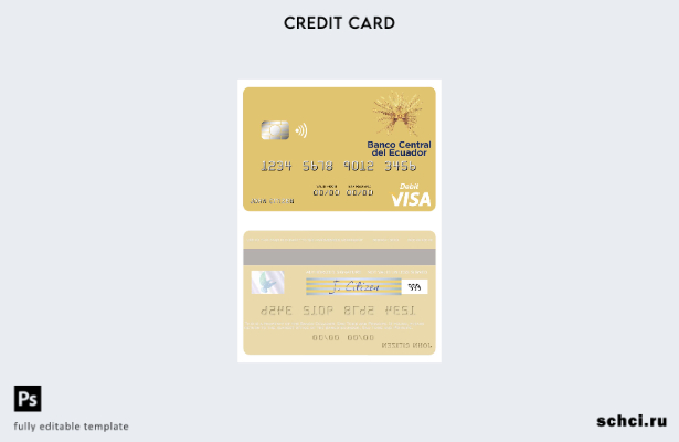 цифровая загрузка шаблона дебетовой карты Visa Banco Ecuador Сан Томе и Принсипи